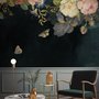 Peinture à l'huile vintage Roses foncées Papier peint panoramique