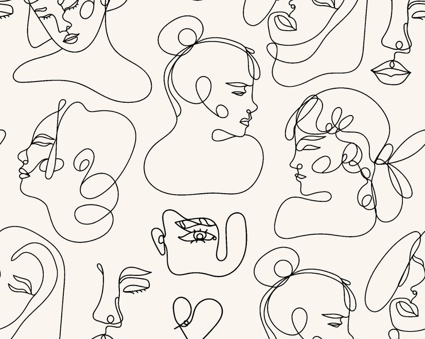 Elegant Abstract Faces Wallpaper Mural