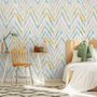 Watercolor Multicolor Chevron Ikat Design Art Wallpaper Mural