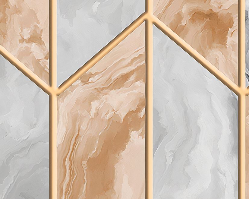 Black Marble with Gold Style Ornament Wallpaper Mural