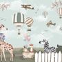 Kids Woodland Animals with Vintage Aircraft and Windmill Wallpaper Mural