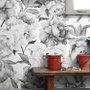 Dark Floral Charcoal Rose Flower Wallpaper Mural