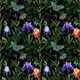 Papier peint fleurs violettes foncées papillons