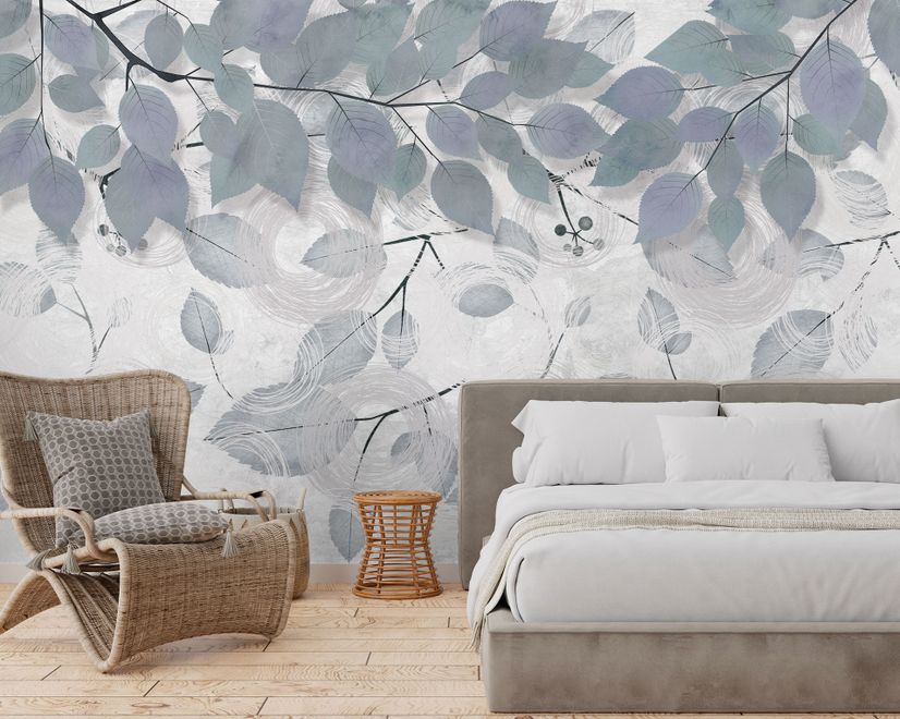 Nordic Tree Branch Leaves Wallpaper Mural