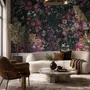 Dark Leopard Floral Garden Botanical Wallpaper Mural