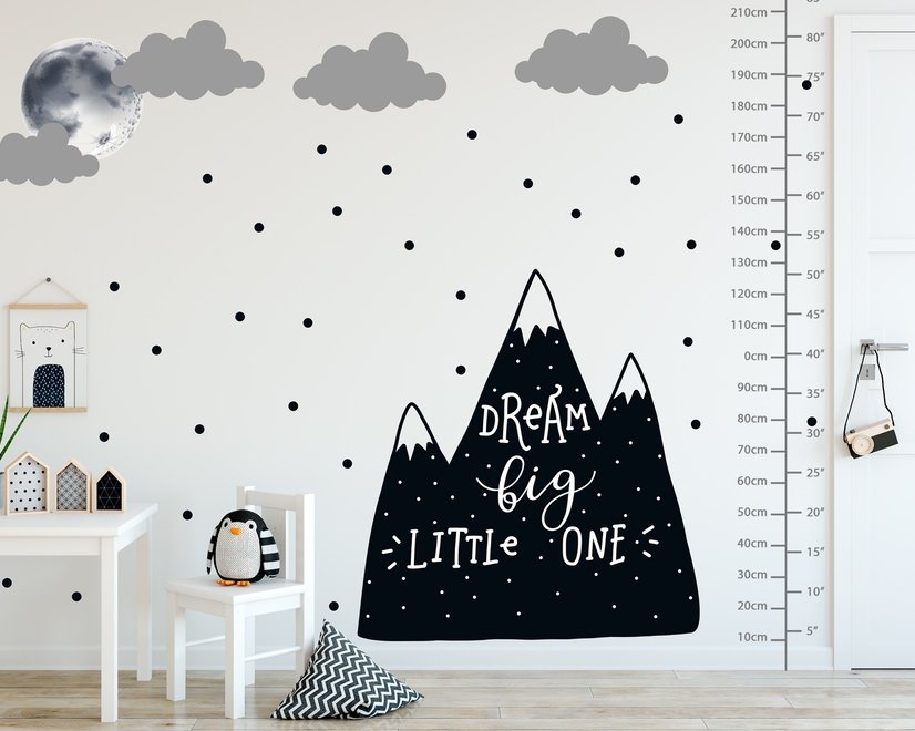 Kids Black Mountains and Dark Moon Wall Decal Sticker