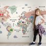 Kinder Bunte Weltkarte mit Flaggen Fototapete