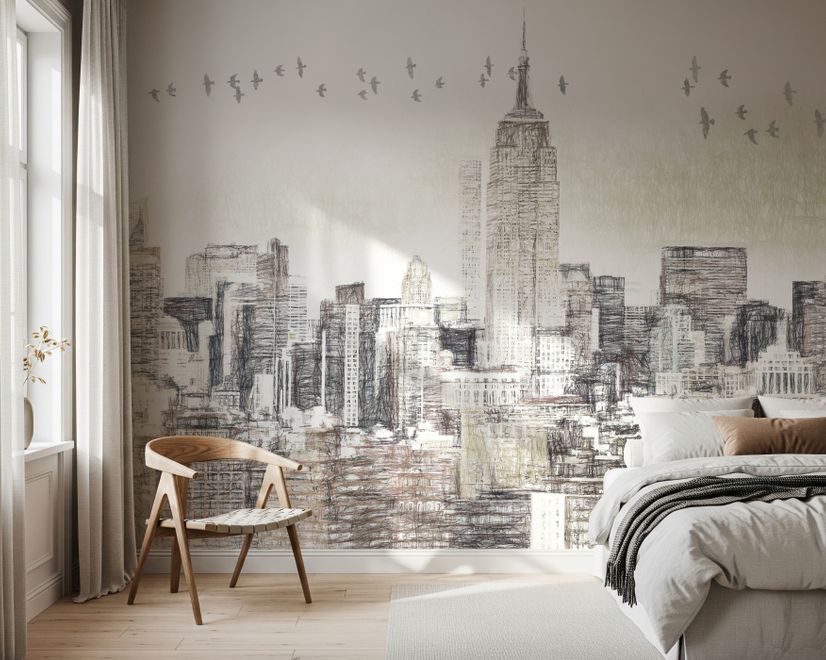 Monochrome Charcoal New York City Wallpaper Mural