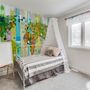 Kids World Map on the Colorful Wood Wallpaper Mural