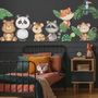 Kids Cute Animals with Banana Leaves Wall Decal Sticker