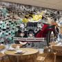 Vintage Car with Graffiti Brick Wallpaper Mural