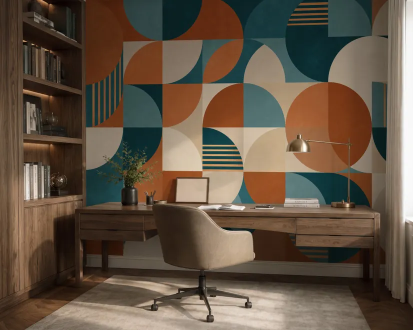 Retro Abstract Geometric Shapes Wallpaper Mural