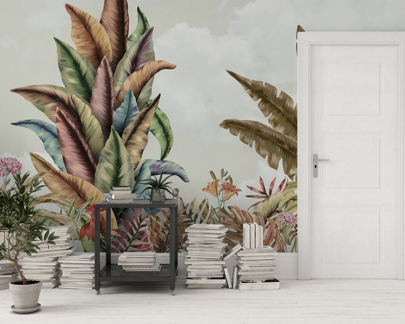 Vintage Tropical Leaf Wallpaper Mural