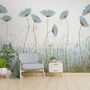 Oil Painting Blue Poppy Flowers Wallpaper Mural