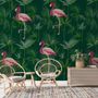 Pink Flamingo in the Tropical Forest Wallpaper Mural