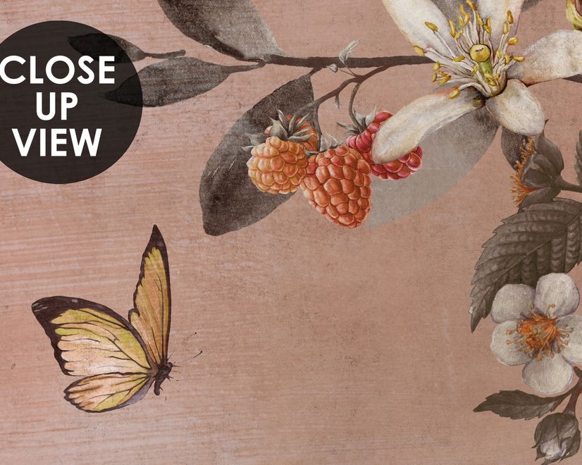 Watercolor Chinoiserie Fruit Trees Wallpaper Mural