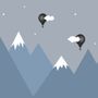 Cartoon Mountain Landscape with Hot Air Balloon Wallpaper Mural
