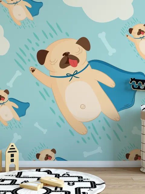 Cartoon Pet Dog Pattern Wallpaper Mural