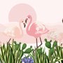 Fototapete Flamingo mit Kaktus
