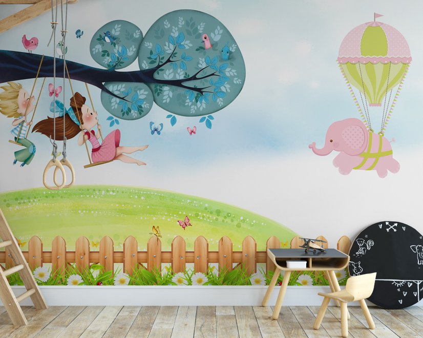 Little Child and Swing Wallpaper Mural