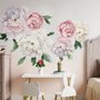Stickers muraux bouquet floral de pivoine rose et bleue