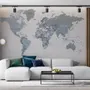White and Purple Political World Map Wallpaper Mural