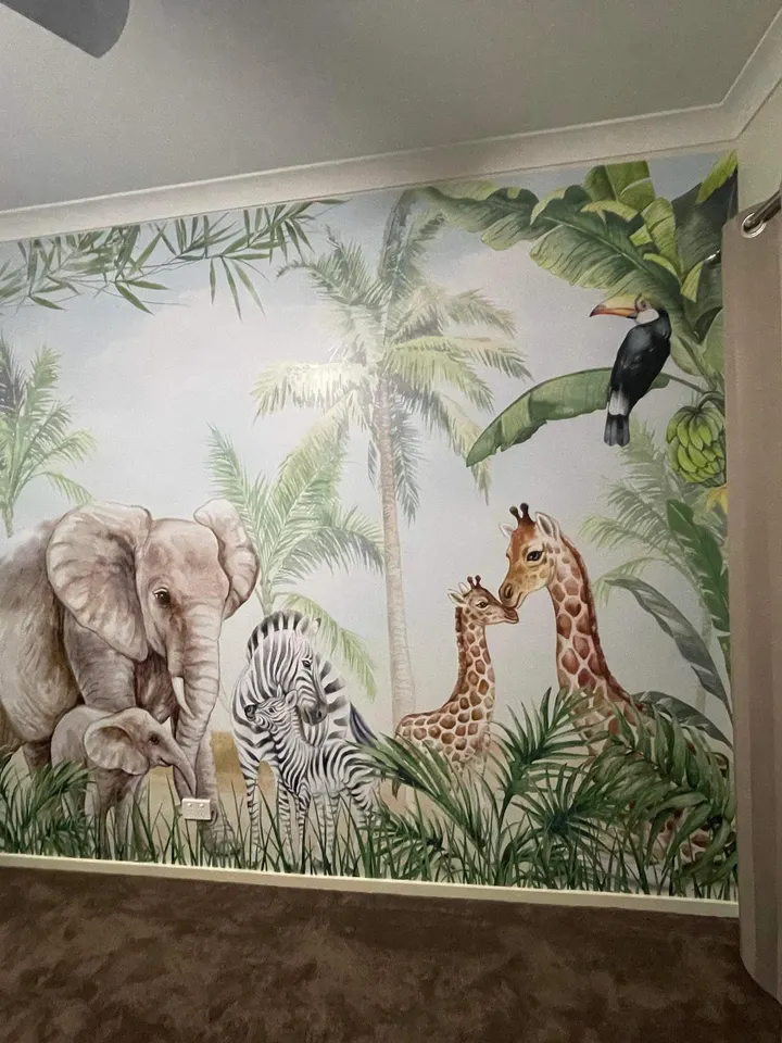 Kids Safari Animals with Cub Wallpaper Mural