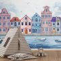 Watercolor Dutch Houses Wallpaper Mural for Kids