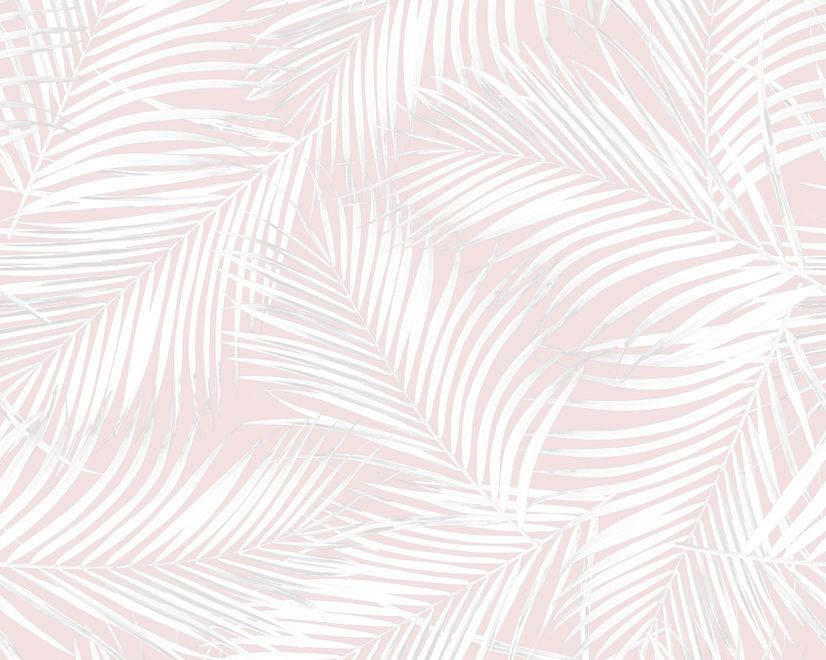 Soft Pink Palm Leaf Tropical Leaves Wallpaper Mural