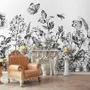 Black and White Floral Wallpaper Mural
