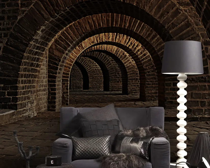 Fototapete 3D-Look Dunkler Tunnel