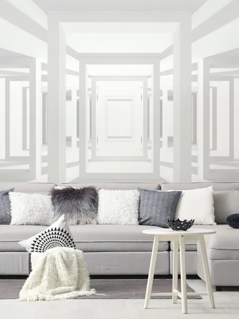 3D-Look Abstrakte Architektur Weißer Korridor Fototapete