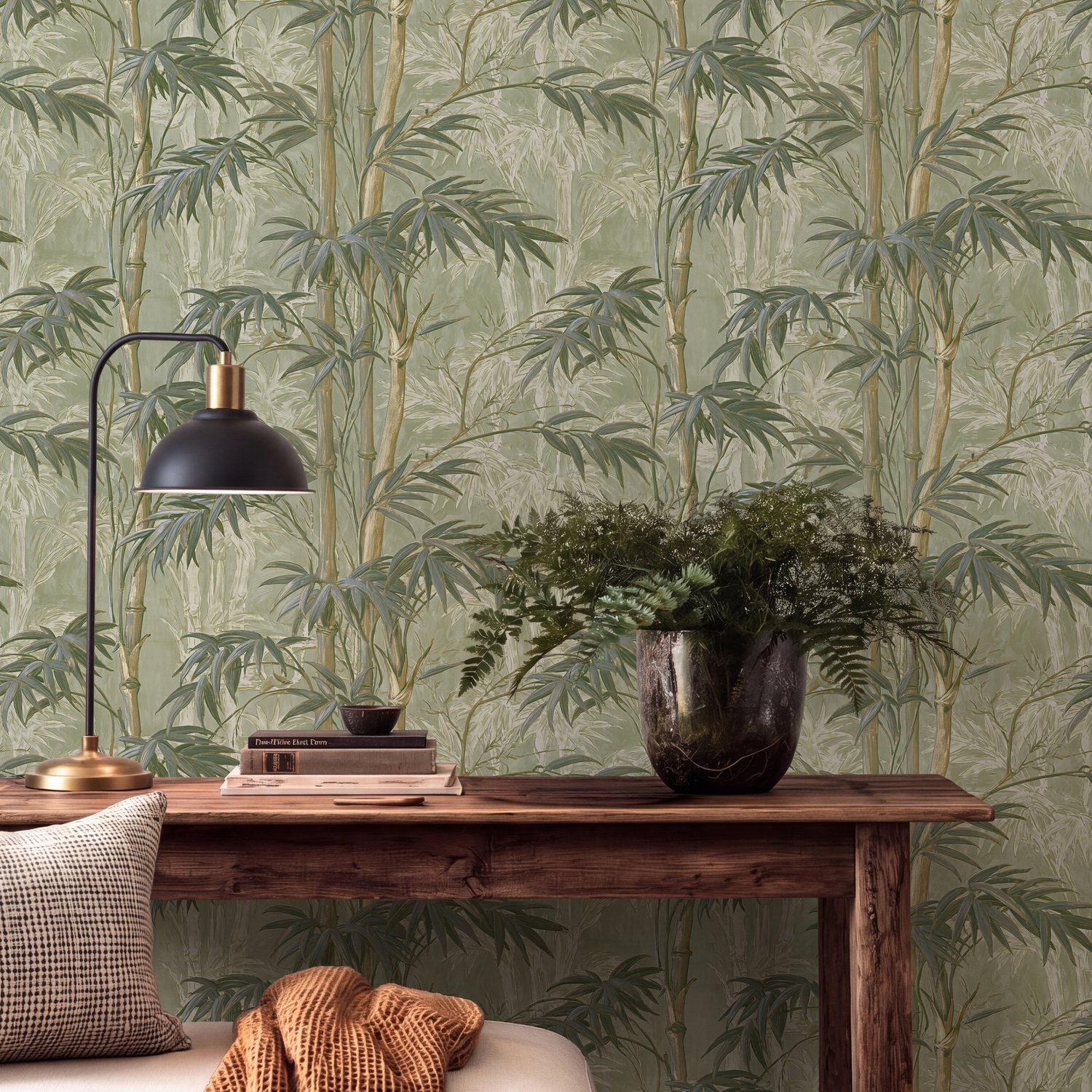 Light Green Bamboo Grove Elegant Wallpaper - Peel and Stick