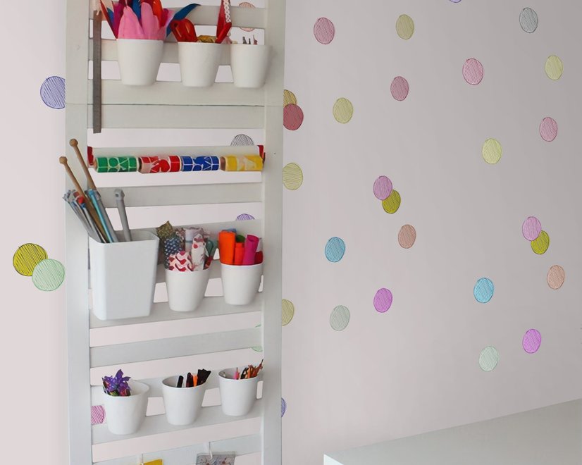 Stickers muraux petits pois colorés