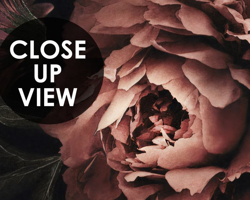 Dark Floral Bouquet with Red Peony and Lily Wallpaper Mural