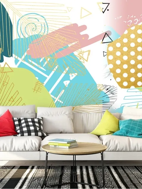 Geometric Colorful Brush Wallpaper Mural