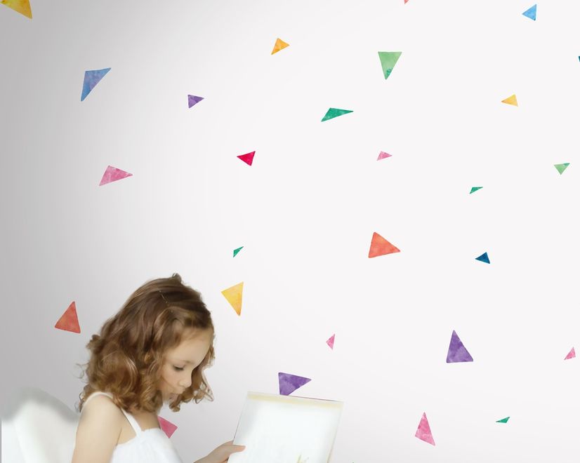 Kids Watercolor Colorful Little Triangle Wall Decal Sticker