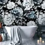 Vintage Dark Large Peony Flower Wallpaper Mural
