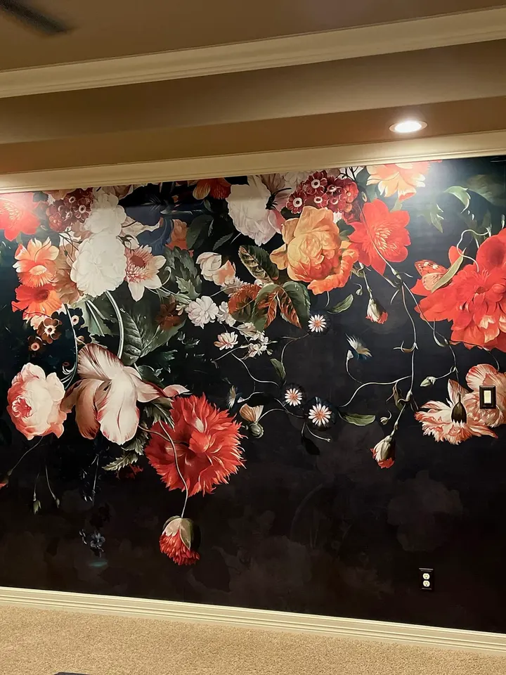 Golden Age Large and Dark Floral Wallpaper Mural