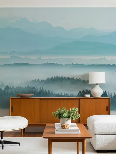 Misty Forest Landscape Wallpaper Mural