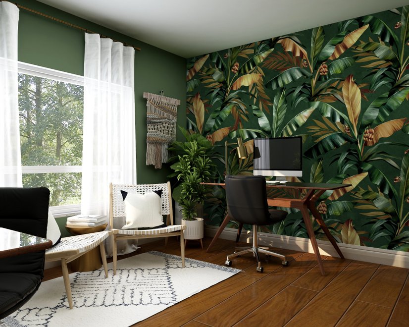 Palm and Banana Leaf Wallpaper Mural