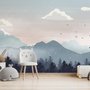 Papier peint panoramique de montagne avec neige pour les enfants