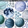 Watercolor Planets and Stars Wall Decal Sticker