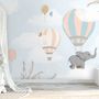 Kids Hot Air Balloons with Elephant Wallpaper Mural