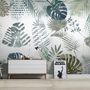 Retro Tropical Leaf Pattern Wallpaper Mural