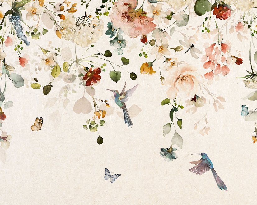 Watercolor Soft Peony Floral Blossom Wallpaper Mural