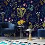 Little Herbs and Flowers on Dark Background Wallpaper Mural