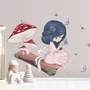 Cute Little Girl in the Forest with Colorful Butterfly Wall Decal Sticker