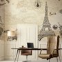 Vintage Map with Eiffel Tower Statue of Liberty Wallpaper Mural