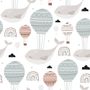 Air Balloon with Whale Wallpaper Mural